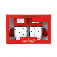 BespritGift Cadeaux pour la Saint-Valentin Tasses à café personnalisées Tasses à pois à poignée en cœur scintillante et mélanges de chocolat chaud pour couple d'amoureux