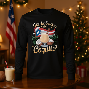 Es la temporada del Coquito, camiseta navideña puertorriqueña de manga larga - Product Image 3