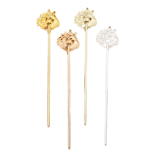 Accessoire DIY jiangc (15129) : Pique à cheveux en alliage multi-trous avec motif <span class=keywords><strong>carpe</strong></span> jouant avec une fleur <span class=keywords><strong>de</strong></span> lotus - Product Image 3
