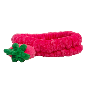 Mignon rose fraise peluche Spa bandeau doux élastique bandeau de cheveux pour femmes filles-enveloppement de cheveux réutilisable écologique pour les soins de la peau - Product Image 2