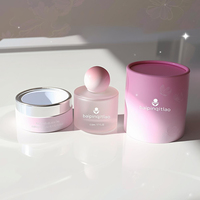 Botella de Perfume de Alta Gama con Forma de Bola Redonda, Personalizada, 30 ml, 50 ml, 100 ml, Botella de Perfume Rosa Esmerilada de Lujo con Caja
