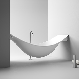 Nouveau design <span class=keywords><strong>Baignoire</strong></span> en pierre artificielle murale 2.2m <span class=keywords><strong>Baignoire</strong></span> en pierre artificielle blanche mate pour adulte - Product Image 1