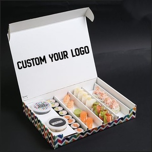 Eco Friendly Food Packaging Japanese Sushi Bento Box Takeaway Paper <b>Packing</b> Paper <b>Boxes</b> with Dividers - Product Image 1