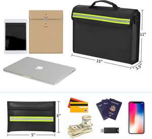 Feuerfeste Isolierte Silikon-Glasfaser Wasserdichte Modische Multifunktionale Große Kapazität Geld-Dokumententasche <span class=keywords><strong>Safe</strong></span> Box Geldbörse - Product Image 3