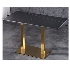 Wholesale <strong>Rectangle</strong> Artificial Marble Top Stainless Steel Golden Leg Dining <strong>Tables</strong> Cafe <strong>Table</strong> Fast Food Restaurant <strong>Table</strong> - Product Image 6