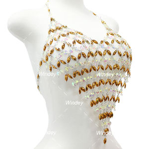 Fete Season unico sirena nucleo di cristallo <span class=keywords><strong>marrone</strong></span> reggiseno di cristallo di strass da <span class=keywords><strong>donna</strong></span> carnevale top di pietra con perline <span class=keywords><strong>gilet</strong></span> - Product Image 5