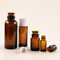 Bouteilles en verre ambré épais à large ouverture, vides, avec bouchon à vis, pour huiles essentielles, teintures et produits pharmaceutiques, vente en gros