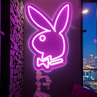 Luz decorativa LED de conejo de neón azul personalizable, APLICACIÓN DE PAISAJE DE PVC acrílico Premium