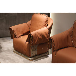 توريد المصنع سحابة القيقب نمط النمر شريط البيانو الطلاء نابا البرتقال الجلود أريكة واحدة مع إطار الزان الأحمر - Product Image 2