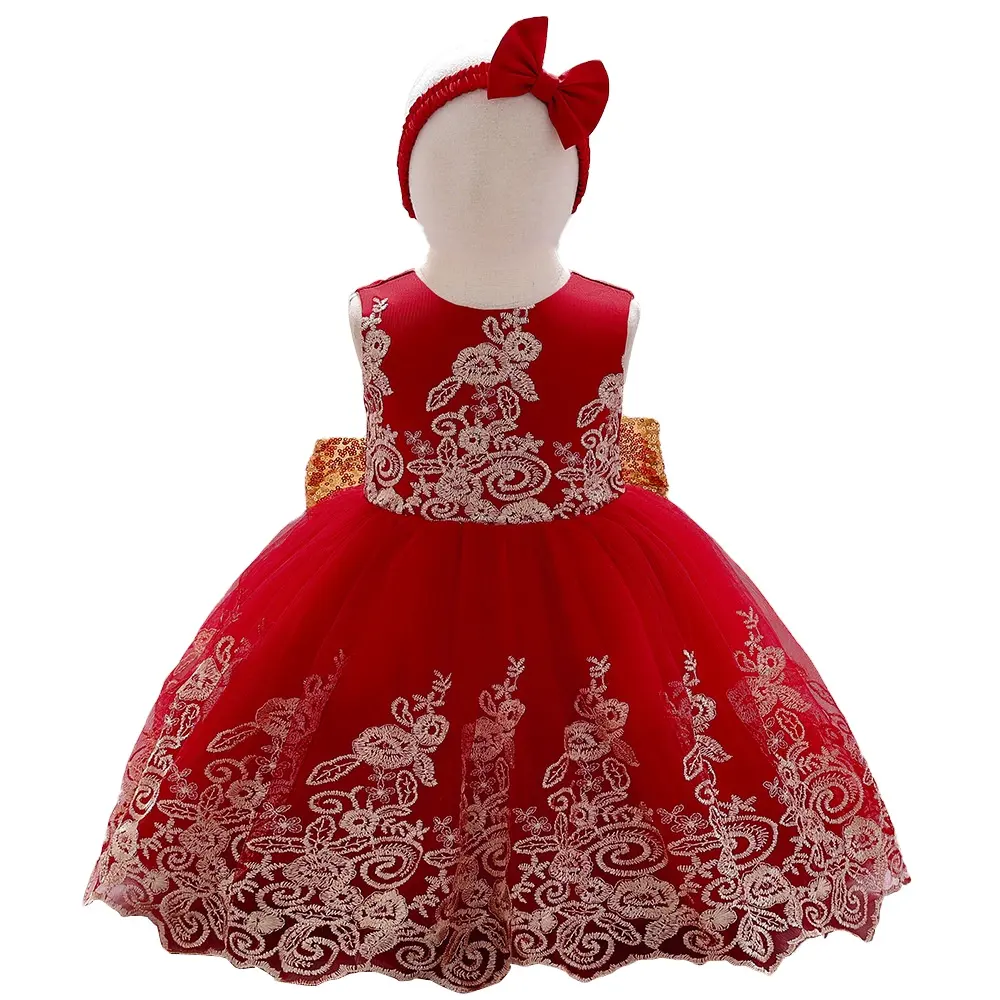 New Cute Sequin Big Bow Baby Birthday Party Wedding Dress For Girl Princess Evening Dresses Kid Clothes