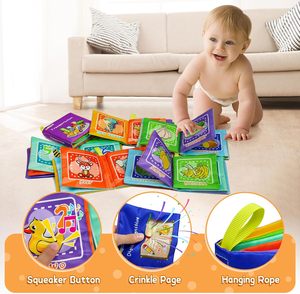 Livre en tissu coloré pour bébé, interactif parent-enfant, jouet sensoriel sonore doux pour nourrisson, développement de l'intelligence 0-6 mois - Product Image 4