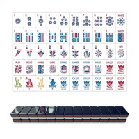 Jeu de Mahjong Bleu de 160 Pièces Gravées, Thème Fête de l'Indépendance Américaine Déesse de la Liberté, Moderne/Classique, Logo Personnalisé Premium