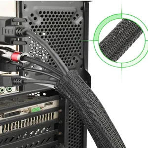 pc braided cable sleeve Flexible Split Cable Sleeve Cord Organizer Holder Wire Loom for Desk TV Computer Automotive Office
