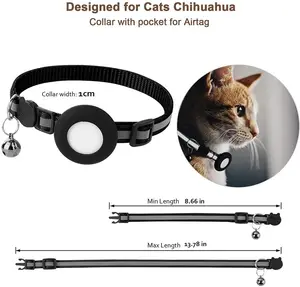 Hot Airtag Pet Collar Reflective Collar Cat Collar With Bell