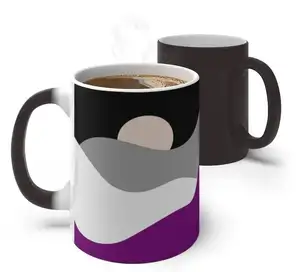 도매 차 컵 럭셔리 세라믹 커피 머그잔 색상 변경 맞춤형 블랙 머그잔 골드 재미 색상 변경 선물