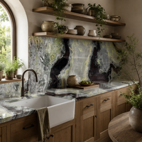 Grande dalle de marbre vert rêve naturel poli pour le comptoir de réception d'hôtel, le revêtement mural, le revêtement de sol et les carreaux