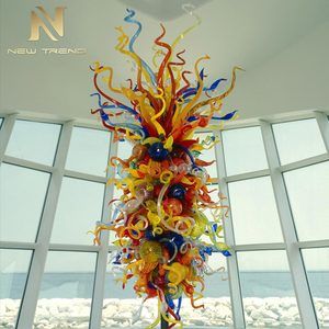 Luxuriöser Kronleuchter für Hotellobby, Bankettsaal, Hochzeitssaal, Dekorationsbeleuchtung, Farbenfroher Maßgefertigter Großer LED-Kunst-<span class=keywords><strong>Morano</strong></span>-<span class=keywords><strong>Glas</strong></span>-Kronleuchter - Product Image 1
