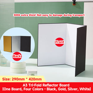 A3 3-Fold Argent <span class=keywords><strong>Noir</strong></span> <span class=keywords><strong>Blanc</strong></span> <span class=keywords><strong>Pliable</strong></span> Réflecteur Shooting Fill Light Board Photo Props pour <span class=keywords><strong>Studio</strong></span> Photographie <span class=keywords><strong>Fond</strong></span> - Product Image 2