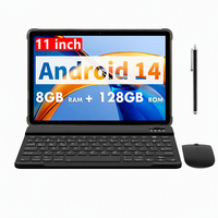 Tablette M60S 11 pouces 5G Wi-Fi avec 8 Go de RAM et 128 Go de ROM, Android Octa Core, nouvelle version professionnelle Android 14 avec clavier