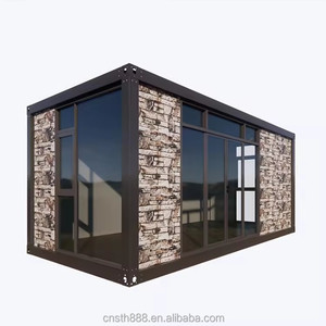 Maison conteneur préfabriquée modulaire en acier de 20 pieds avec mur à grain de <span class=keywords><strong>pierre</strong></span> pour camping, cabane hors réseau, complexe hôtelier - Product Image 4