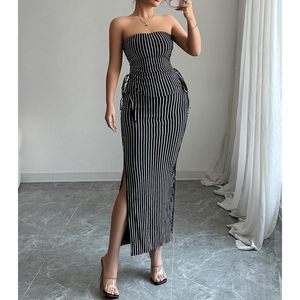 Conjunto de Top Tubo a Rayas y Falda Larga para Mujer 2026, Cintura Alta, Sin Mangas, Control de Abdomen, Prenda Moldeadora para Salir - Product Image 6