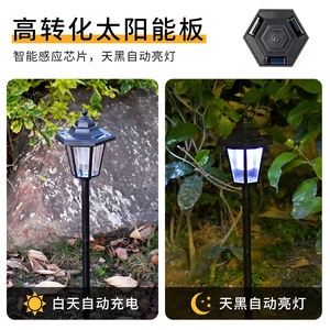 Lámpara Solar de Jardín Hexagonal, Lámpara de Suelo LED Impermeable, Iluminación Exterior para Patio, Portátil, Alimentada por Energía Solar - Product Image 5