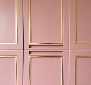 Cabina Armadio di Lusso <span class=keywords><strong>Rosa</strong></span> Cipria - Armadi Porta Scarpe in Vetro e Finiture Dorate, Illuminazione a LED, Appendiabiti Aperto per un Elegante Arredamento - Product Image 4