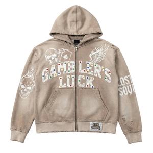 Sweat à capuche zippé style streetwear personnalisé, fournisseur de mode tendance, coupe ample, molleton lourd en coton, lavage à l'acide, sweat à capuche pour hommes - Product Image 1