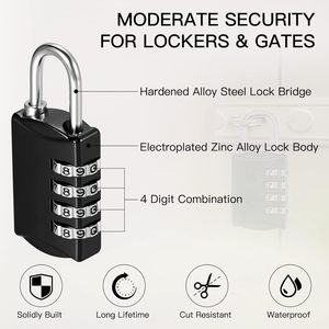 Cadenas à combinaison à 4 chiffres, étanche, pour extérieur, bagages, casier de gym, boîte à outils, valise, serrure pour employé - Product Image 3