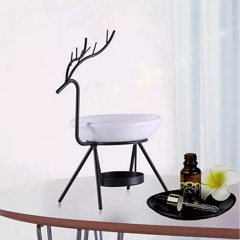 Creative Deer Oil Burner Wax Melt Iron Oil Burner Candle Aromatherapy Oil Lamp Decorations Aroma Furna Living Room Burner