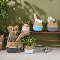 Panier de plantation en jonc de mer tissé à la main, pot de plantes, d'intérieur et d'extérieur, récipients pour décoration de la maison, 5 pièces
