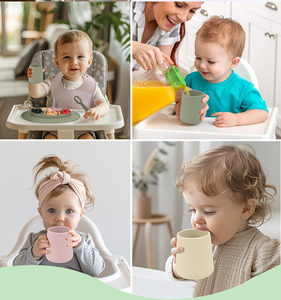 Tasse d'apprentissage en silicone colorée 100 % alimentaire sans BPA pour bébés et tout-petits de 6 mois et plus, idéale pour l'autodirection alimentaire - Product Image 6
