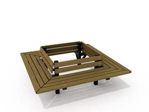 Siège professionnel en bois massif, barres de rangement, à suspendre, pour arbres d'extérieur, avec banc rond - Product Image 5