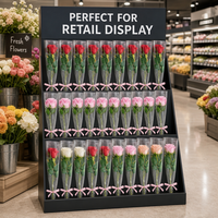 Manchon en plastique transparent pour rose unique, sac d'emballage trapézoïdal en BOPP pour bouquet, idéal pour l'affichage floral en supermarché