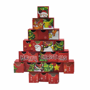 New design cardboard empty advent calendar Christmas tree shape small drawer gift packaging box for storage