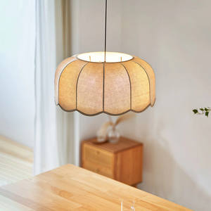 JYLIGHTING <span class=keywords><strong>Lampadario</strong></span> Moderno in Stile Japandi Wabi Sabi, Luce Pendente in Tessuto di Lino con Bordo Ondulato, <span class=keywords><strong>Beige</strong></span> Naturale, Luce Calda per Sala da Pranzo - Product Image 3