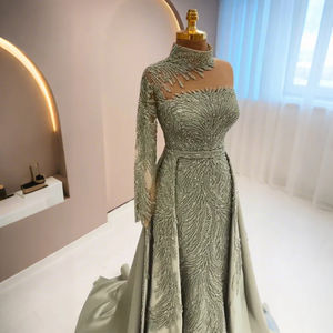 Eleganti abiti da sera da donna con nappa rosa <span class=keywords><strong>corallo</strong></span> Dubai abiti da festa con sciarpa SZ460-1 Jancember - Product Image 3