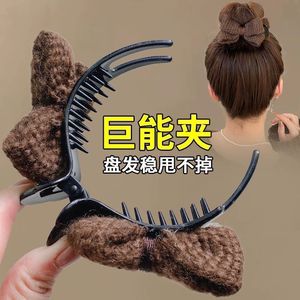 8 सेमी पोनीटेल धारक हस्तनिर्मित बालों को जकड़न मोजे फैशन के बालों को जकड़न के कपड़े के पंजे क्लिप रिबन क्रोकेट रिबन क्रोकेट धनुष बाल पंजे - Product Image 4