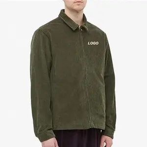 OEM Custom Collar Blank Plain Zip Up Corded Corduroy Jacket para Homens