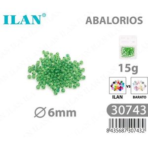 Ilan Abalorios Perline rotonde trasparenti verdi da 6 mm 15 g per la creazione di gioielli - Product Image 1