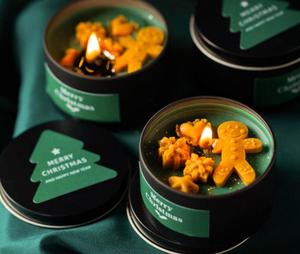 <span class=keywords><strong>Vela</strong></span> de Navidad Decoraciones para el hogar Caja de lata de cera de soja Galleta de jengibre personalizada <span class=keywords><strong>Vela</strong></span> de Navidad perfumada de vainilla <span class=keywords><strong>verde</strong></span> - Product Image 1