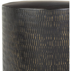 Modern <b>Black</b> Iron Cylinder End <b>Table</b> | Textured Metal Accent <b>Side</b> <b>Table</b> for Living Room & Bedroom bulk price collection - Product Image 4