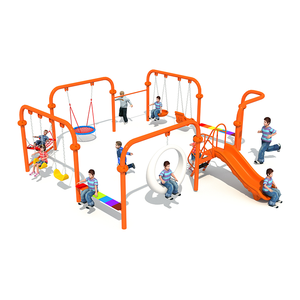 Ensemble de balançoires multifonctionnelles d'extérieur en acier galvanisé avec siège nid, <span class=keywords><strong>toboggan</strong></span>, <span class=keywords><strong>tunnel</strong></span> et structure d'escalade pour parcs et écoles - Product Image 1