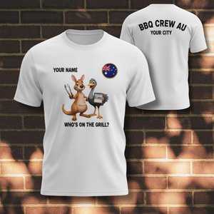 Maglietta personalizzata per il Giorno dell'Australia con icona canguro e barbecue, regalo per il 26 gennaio - Product Image 1