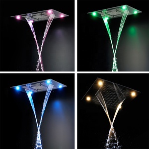Juego de ducha con música, cortina de cascada de niebla de lluvia, cabezal de ducha led de 600x800mm, 6 funciones, termostática - Product Image 4