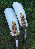Arte ala blanca pluma de pavo artesanía DIY tocado sombrero pelo Cosplay accesorio para carnaval fiesta disfraz boda Artificial