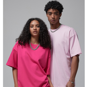 T-shirts amples et décontractés pour hommes, grande taille, style streetwear américain, 230 GSM, double fil, 100 % coton, antibactérien, couleur unie - Product Image 3