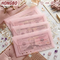 Nuevo paquete Hongbo de 4 sobres para efectivo con textura dorada en tamaño A6 para carpetas de presupuesto de 6 anillas, para principiantes en la gestión del presupuesto, como regalo.