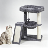 Arbre à chat d'intérieur pour petit appartement, avec griffoir en sisal, hamac en peluche et condo pour chat, mobilier d'escalade