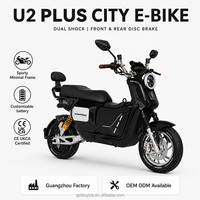Vélo électrique urbain U2 PLUS 2 places pour adultes, scooter électrique à double suspension, frein à disque avant et arrière, batterie personnalisée, Guangzhou